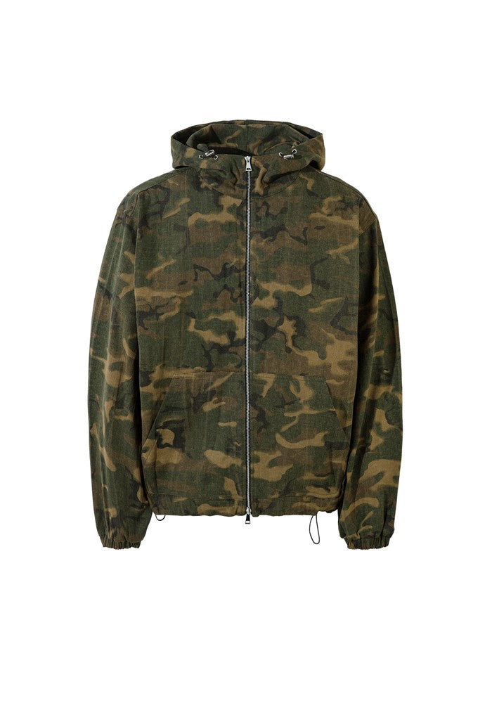 【DARKFOG】Dull camouflage pattern three-dimensional silhouette full zip jacket  DF0037