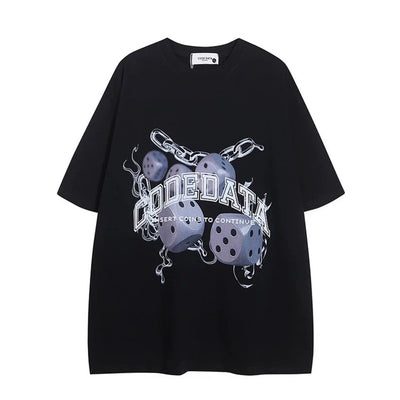 【NIHAOHAO】Dice chain design front silhouette short sleeve T-shirt  NH0147