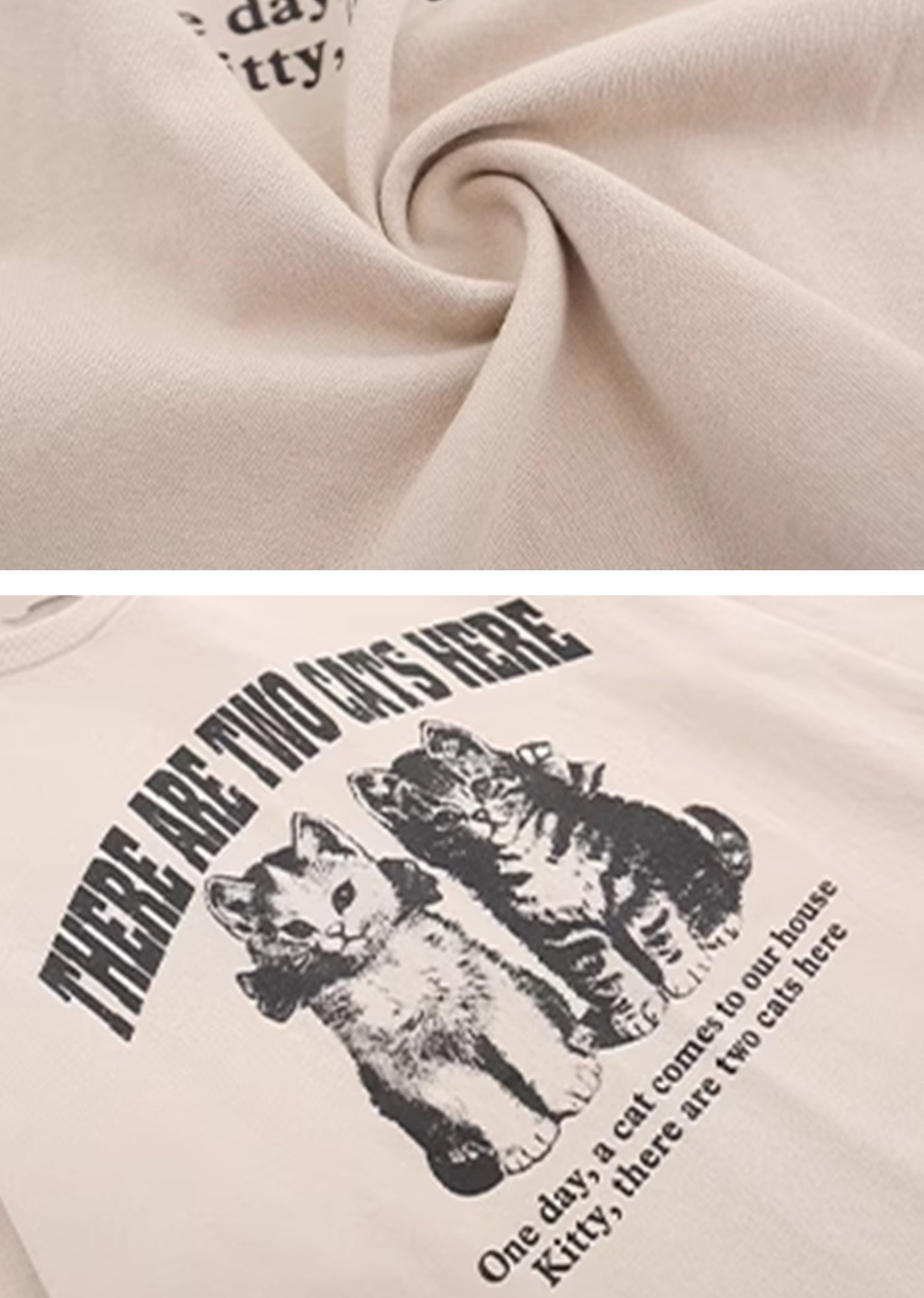 【H GANG X】Front cat design dull base color wash long sleeve T-shirt  HX0063