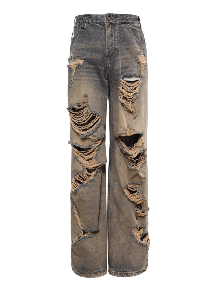 Future Boy】Multi-distressed vintage design denim pants