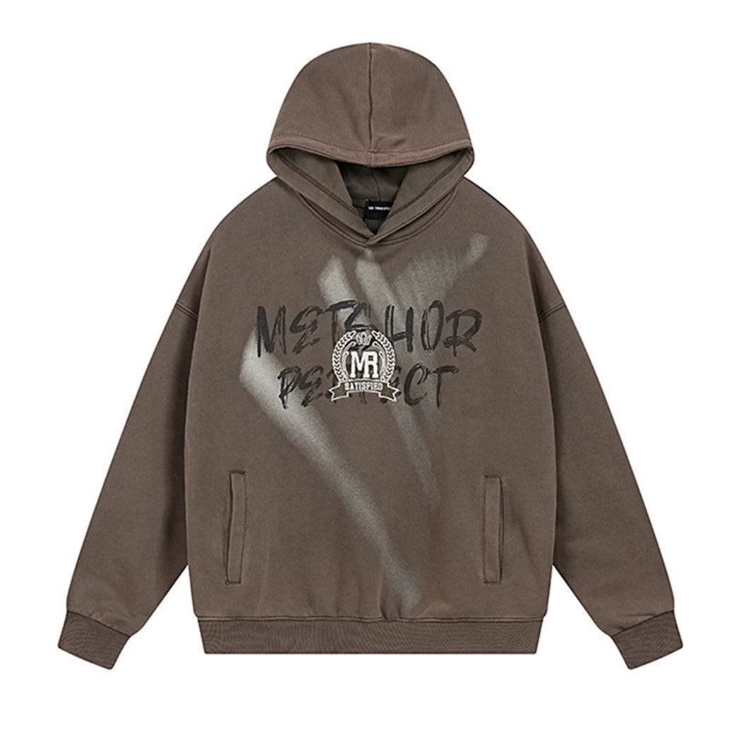 【NIHAOHAO】Front initial wash oversized silhouette hoodie  NH0201