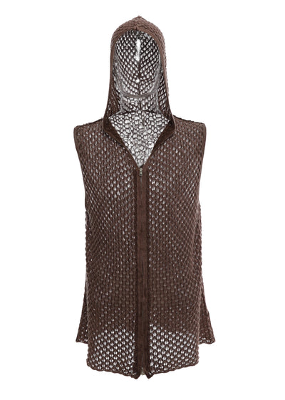 【Future Boy】See-through design gimmick zipper hoodie sleeveless  FB0001