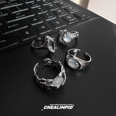 【CHEALIMPID】Front pearl design silver gimmick ring  CL0010
