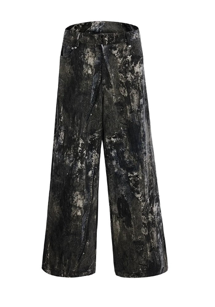 【Culture E】Vintage distressed design dark side denim pants  CE0158