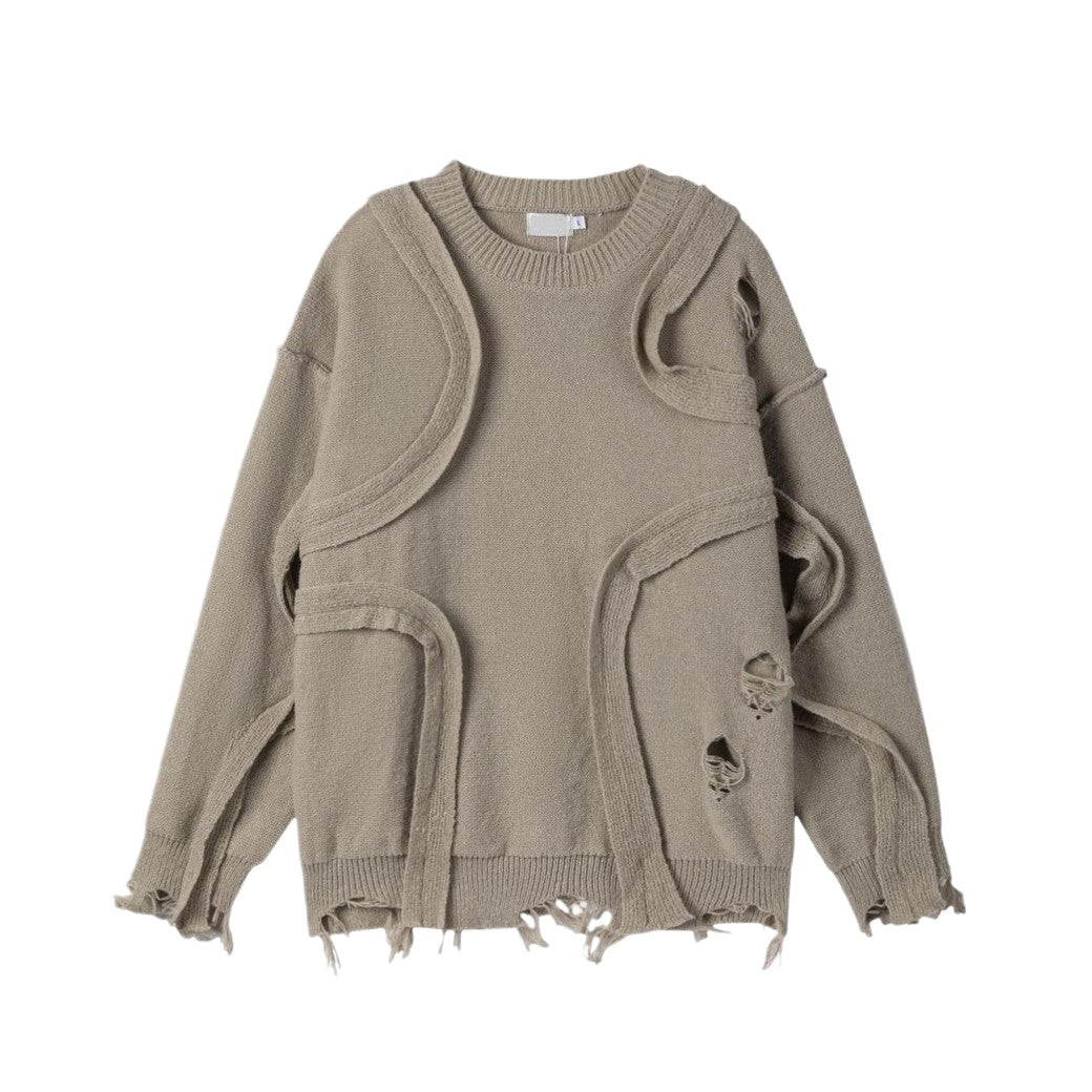 【Mz】Wave line silhouette design loose style knit sweater  MZ0044