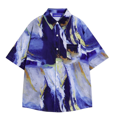 【ANAMONE】Art Plus Cool Color Random Design Short Sleeve Shirt  AO0016