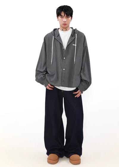 【MR nearly】Basic simple design wide over full zip hoodie  MR0134