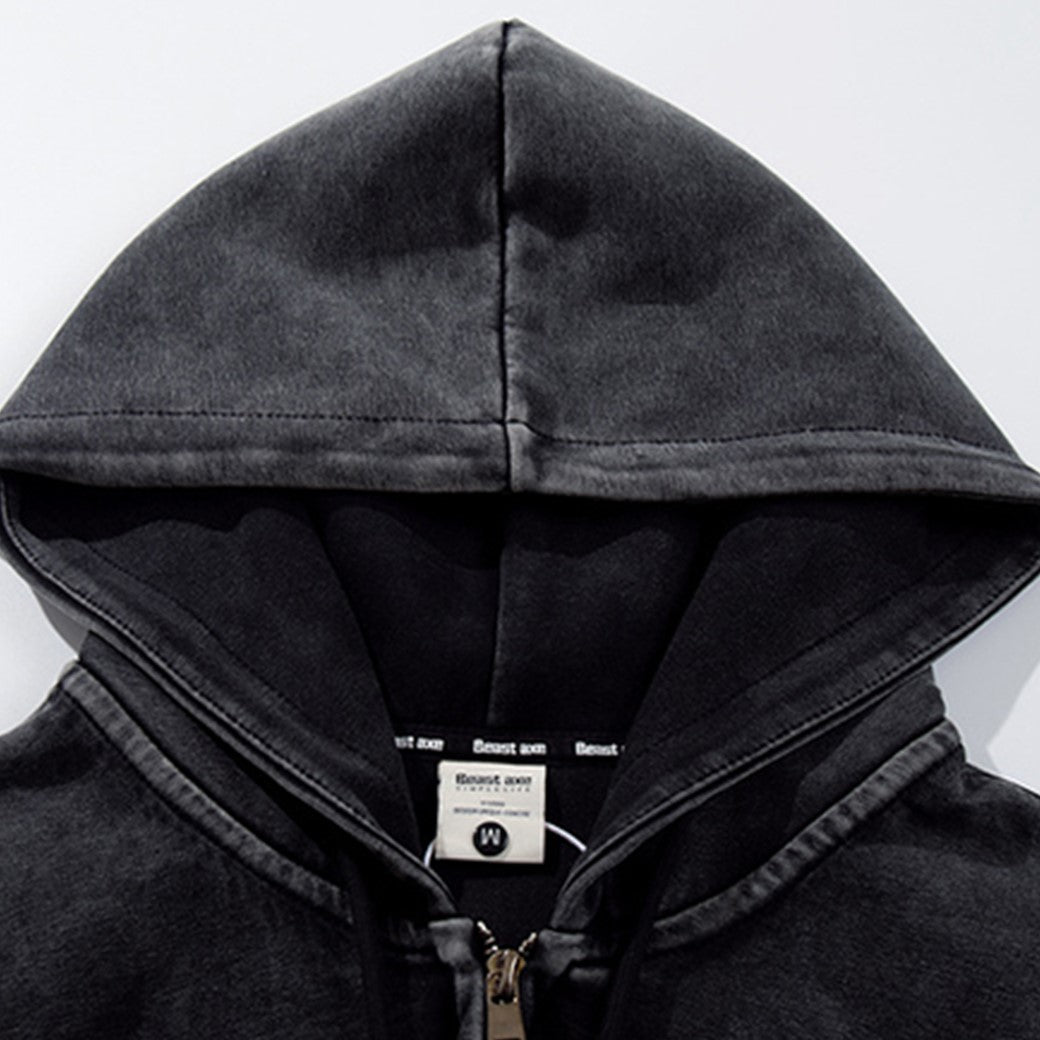 【ROMECL】Special line design mid-wash full zip hoodie  RM0011