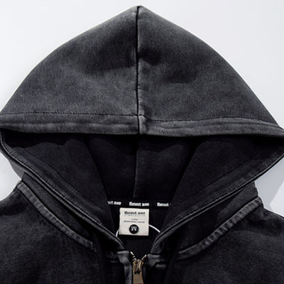 【ROMECL】Special line design mid-wash full zip hoodie  RM0011