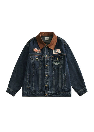 【MAXDSTR】Natural collar design color accent basic denim jacket  MD0178