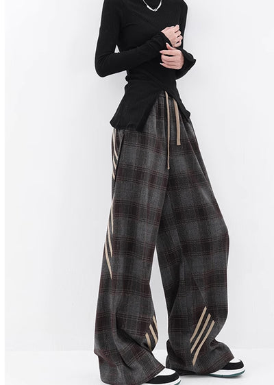 【Ken studio】Regular check pattern design dull wide pants  KS0016