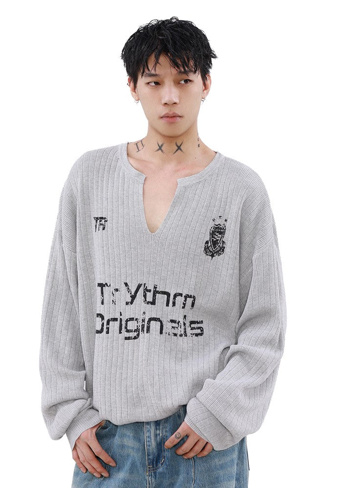 【MR nearly】V-neck design basic silhouette style knit sweater  MR0141