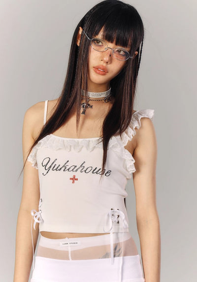 【YUKAHOUSE 】Cute Y2K Style Camisole Design Pinky Sleeveless  YO0015