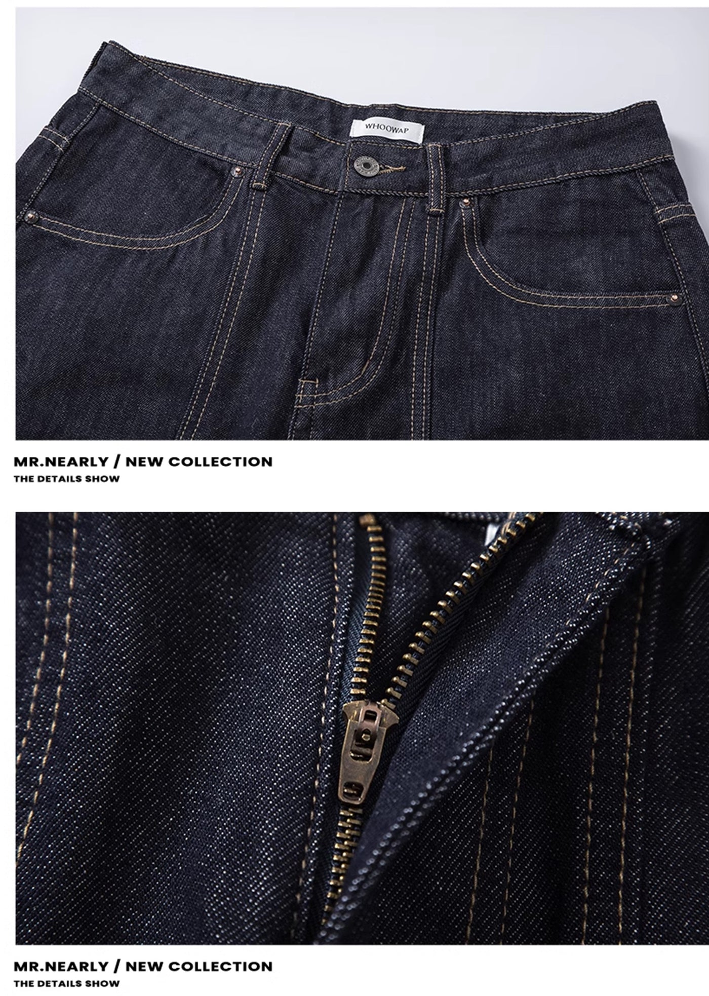 【MR nearly】Front center line design dark denim pants  MR0137