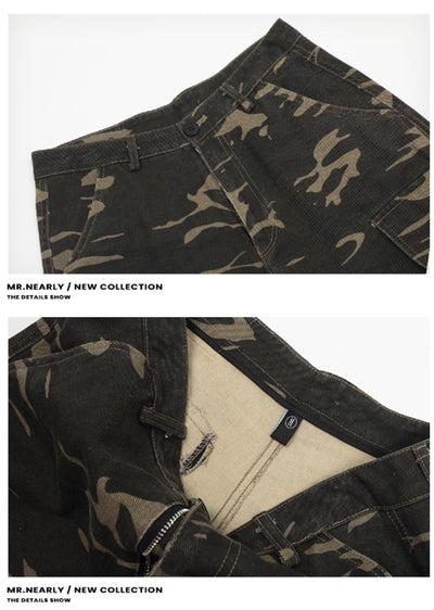【MR nearly】Long length design grunge style camouflage cargo pants  MR0104