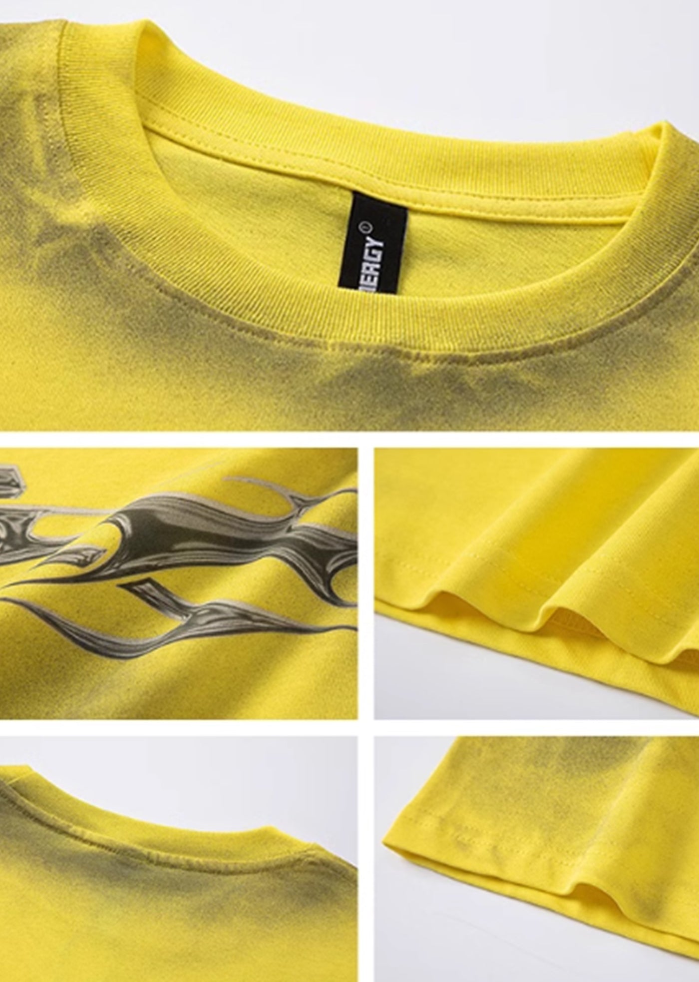 [BLACK BB] Futuristic initial design random wash short sleeve T-shirt BK0016