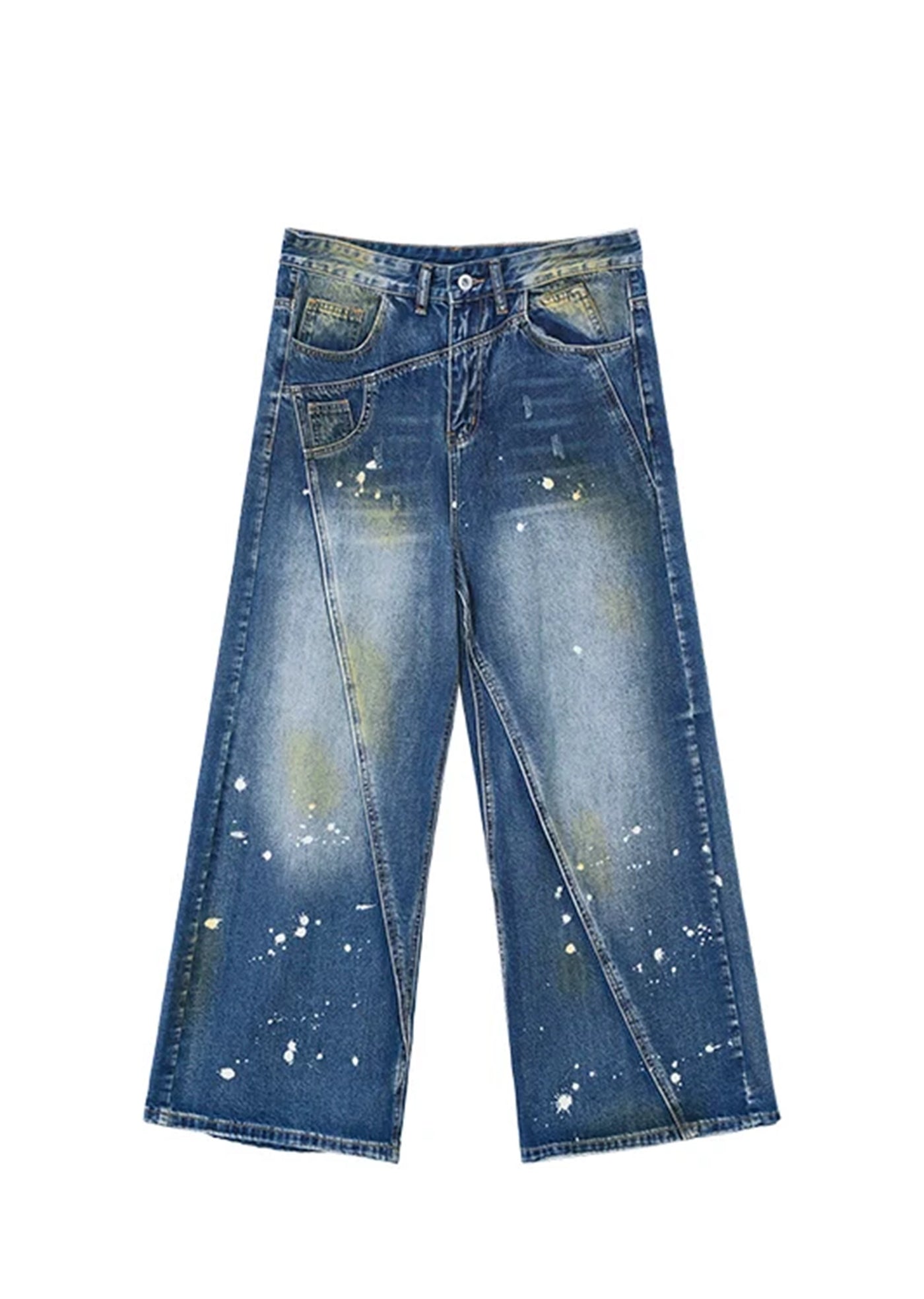 【CUIBUJU】Casually painted design wide blue basic denim pants  CB0047