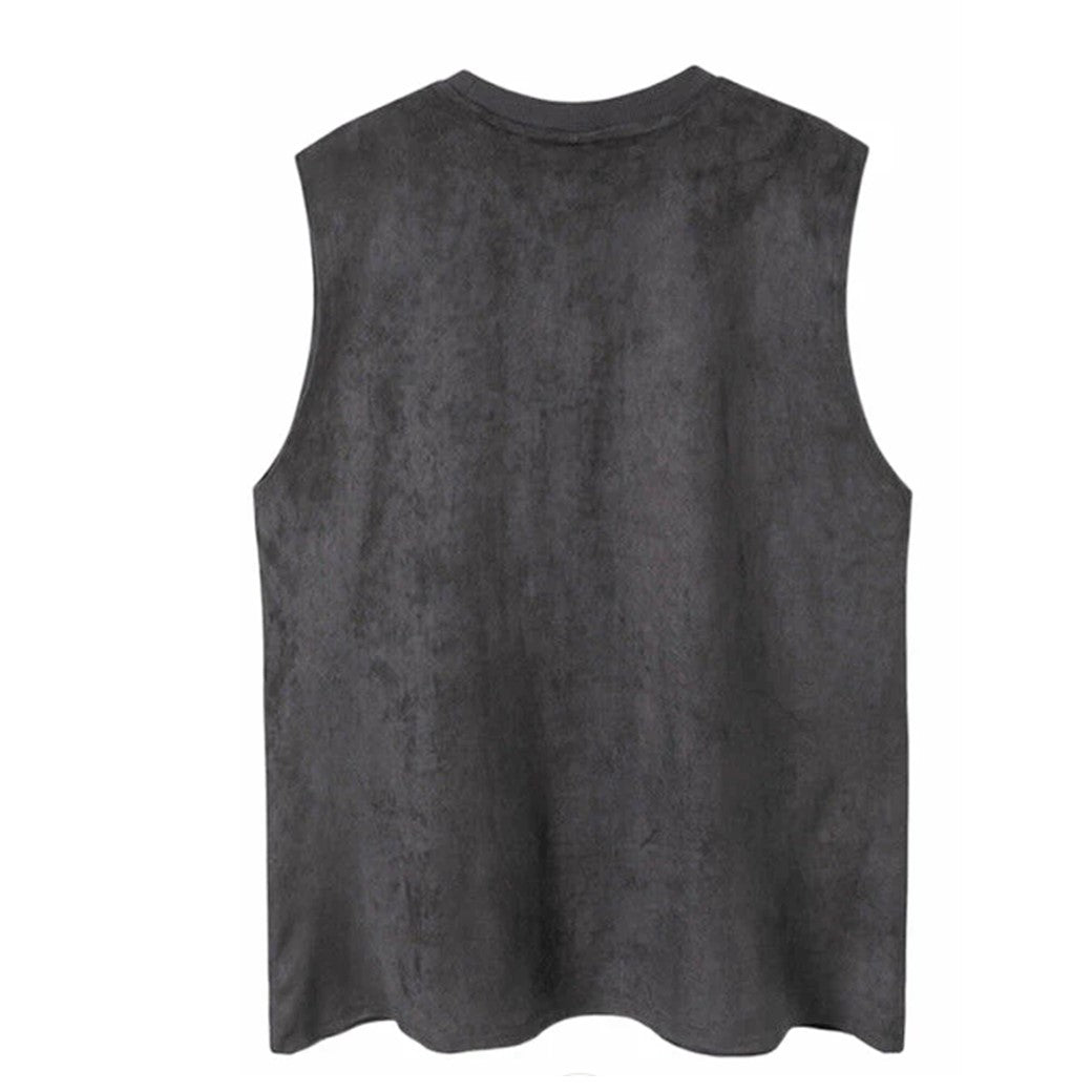 [VEG Dream] Dull base color point initial design sleeveless T-shirt VD0240