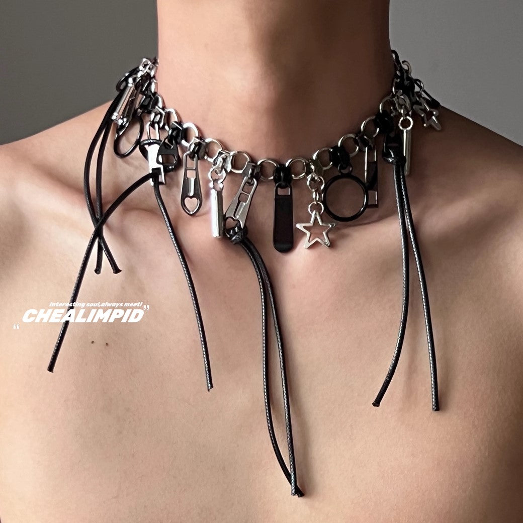 【CHEALIMPID】Multi-gimmick countless design impact silhouette necklace  CL0020