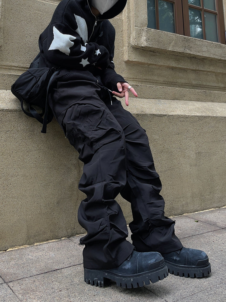 Nylon-Rave-Cargo-Pants-Black-2