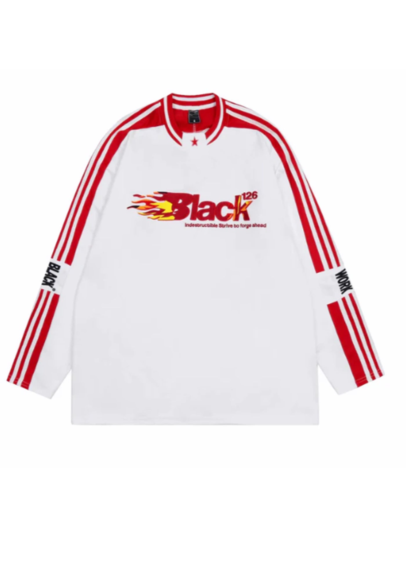 【TOKI】Red Base Color Double Overgrade Streetwear Long Sleeve T-Shirt  TK0008