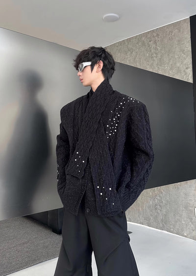 【MARTHENAUT】Knit base gothic style design roll jacket  MH0068