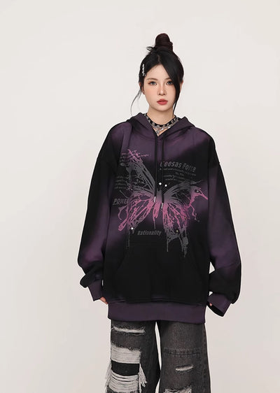 【CEDY】Double color design dark subculture over hoodie  CD0052