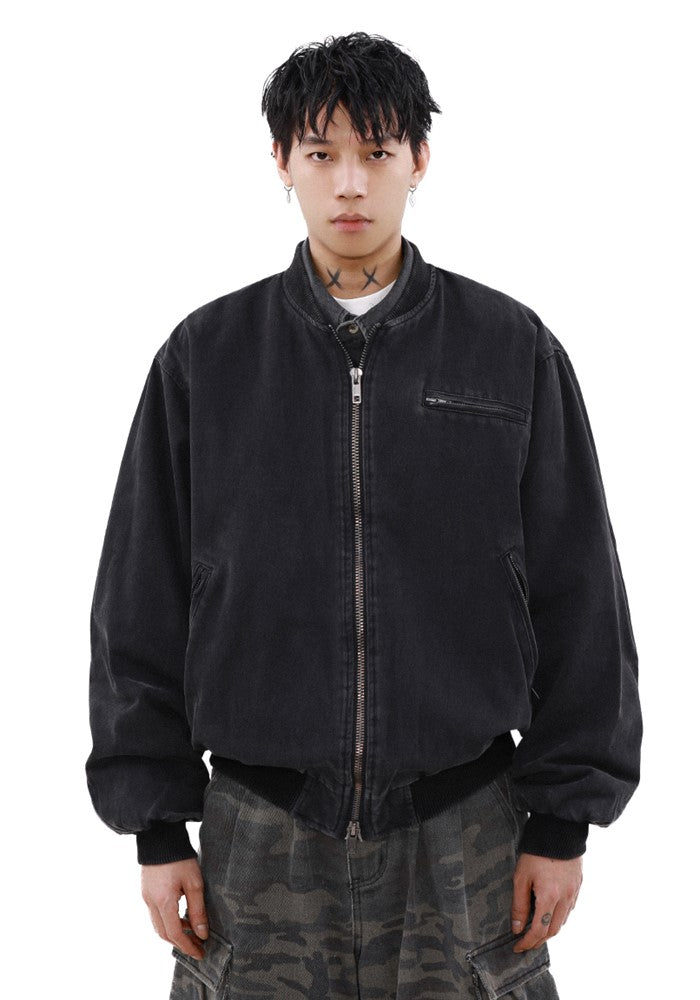 【MR nearly】Vintage washed full zip dark jacket  MR0143