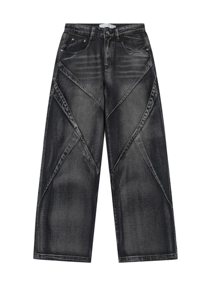 [MAXDSTR] Cross bike over wide silhouette black denim pants MD0143