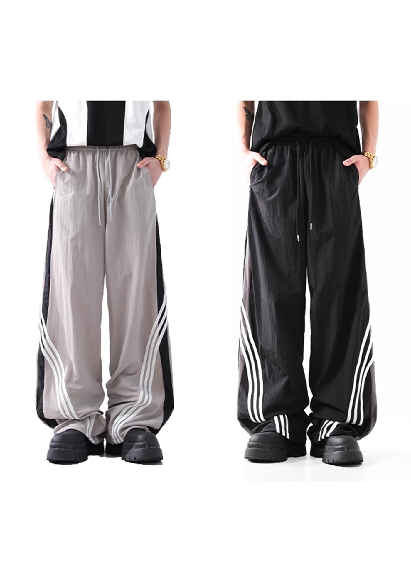 【ACRARDIC】Monotone sporty casual wide natural pants  AI0019