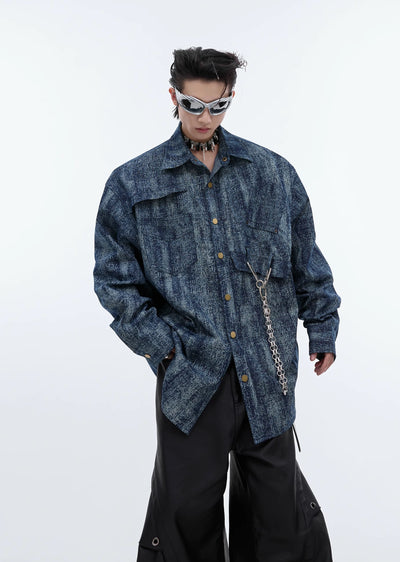 【Culture E】Dull dark blue random vintage long sleeve shirt  CE0149