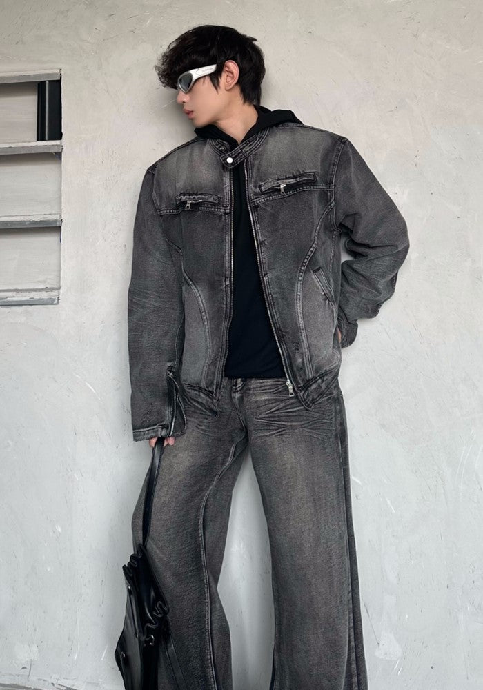 【MARTHENAUT】Dull wash vintage denim style set up  MH0047