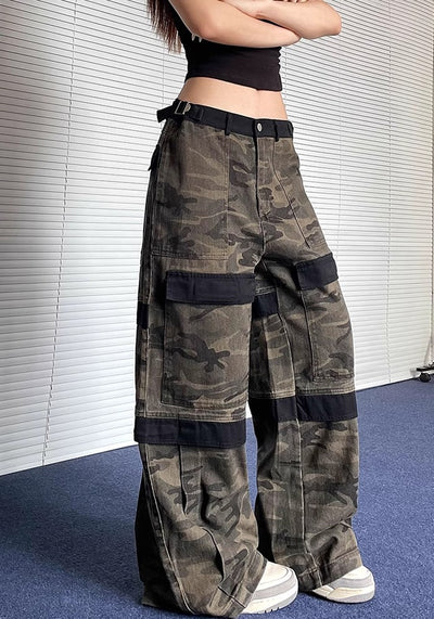 【Apocket】Multi-line design camouflage wide style pants  AK0031