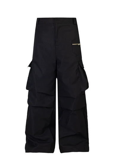 【Rayohopp】Tuck plus cargo design simple color wide pants  RH0129