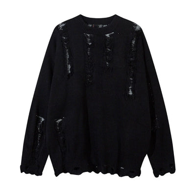 【Mz】Mid-length distressed simple design over-knit  MZ0033