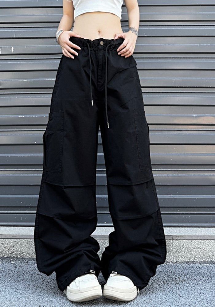 【W3】Simple base color monochrome wide silhouette pants  WO0086