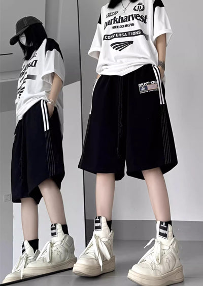 【W3】Double line side design monotone shorts  WO0060