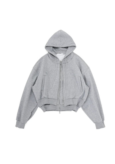 【GIBBYCNA】Double Gimmick Zip Line Basic Style Short Hoodie  GC0022