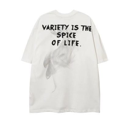 [VEG Dream] Monotone pathetic female design front silhouette short sleeve T-shirt VD0228