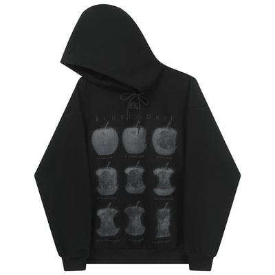 【ANNX】Grey countless apple illustration design front basic hoodie  AN0022