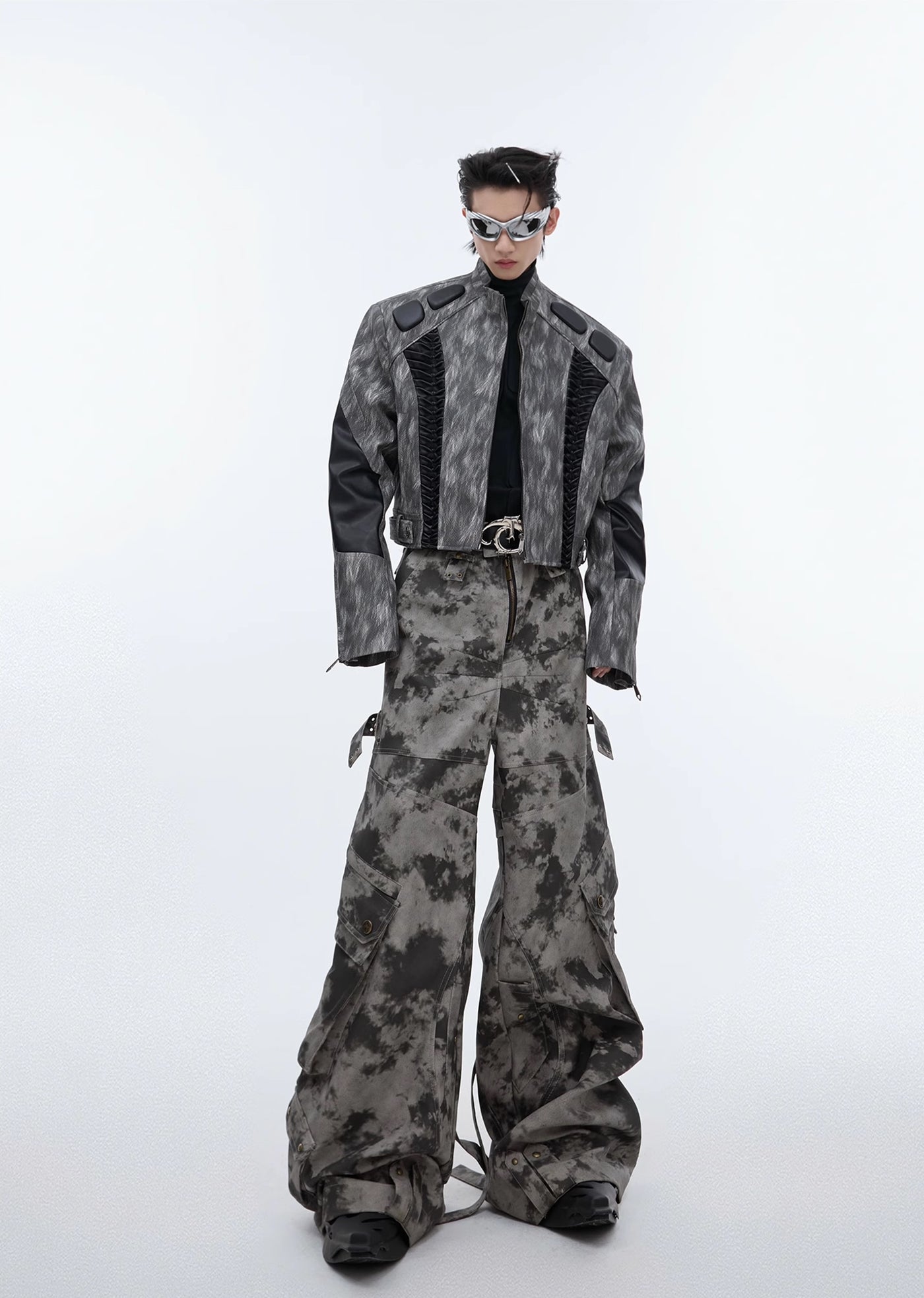 【Culture E】Random camouflage silhouette design wide pants  CE0151