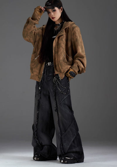 【NOMANIAI 】Grunge street style wash design denim pants  NA0001