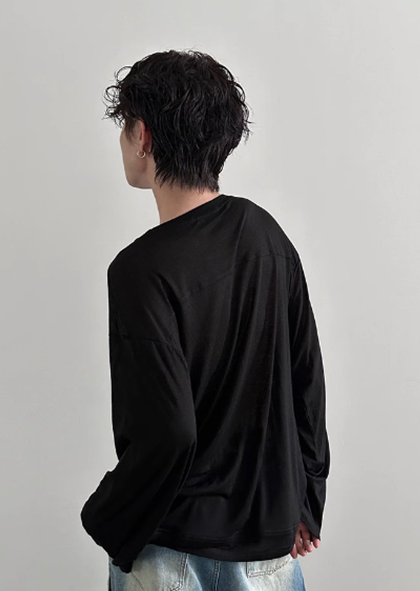 【Very Fewest】Design Basic color versatile mode long sleeve T-shirt  VF0029