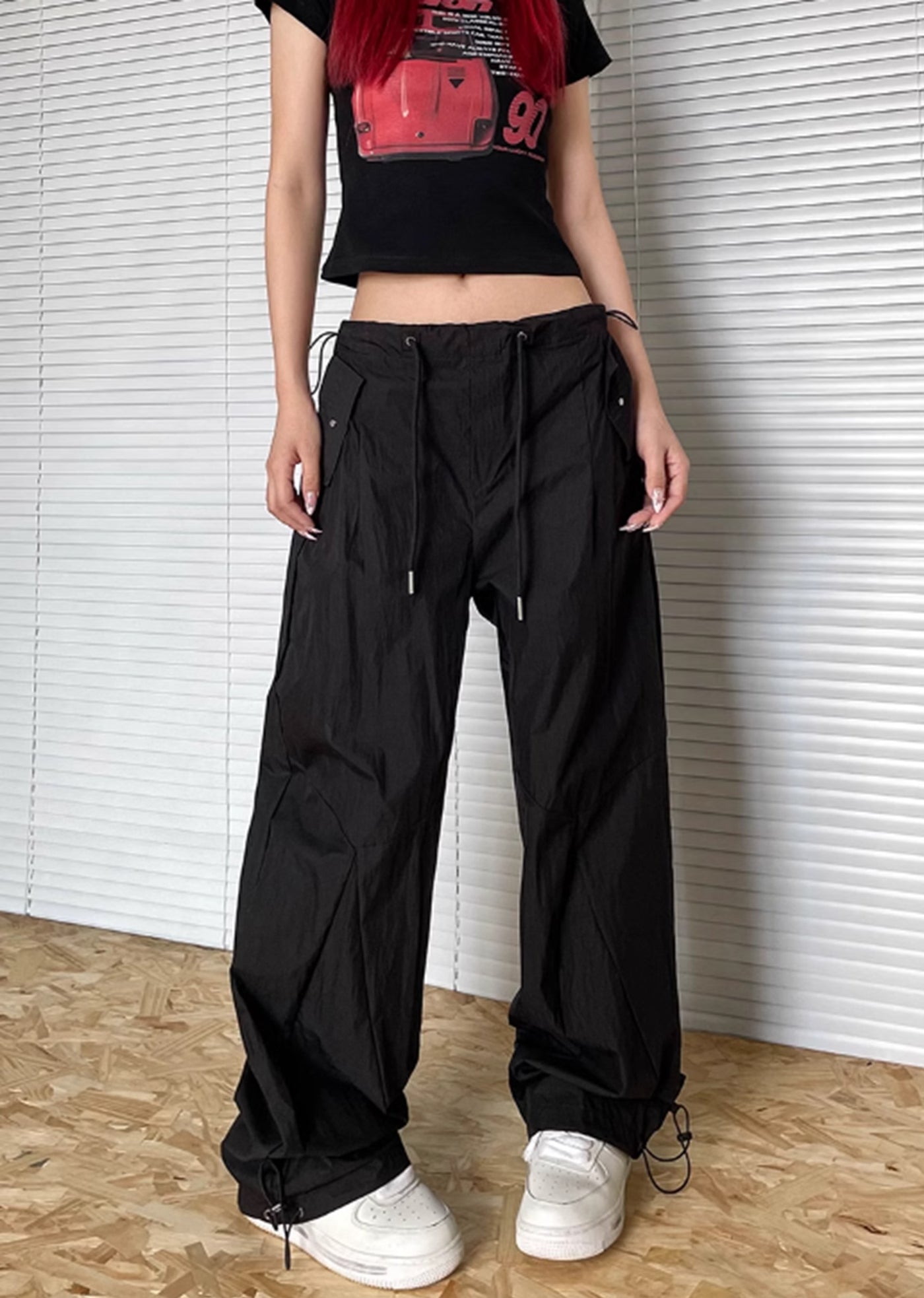 【Apocket】Dull and wrinkled street wide silhouette pants  AK0024