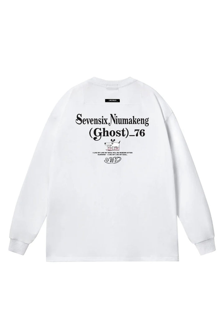 Niuma Keng】Simple initial design front back over long sleeve T