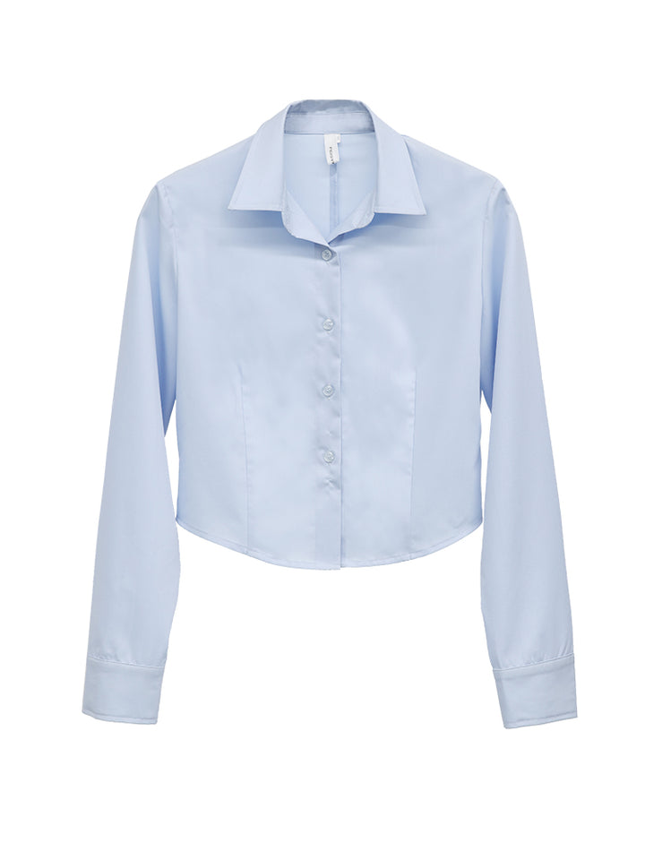 激安通販サイト anti-wrinkle FUZZYKON】2color simple shirt short-length トップス