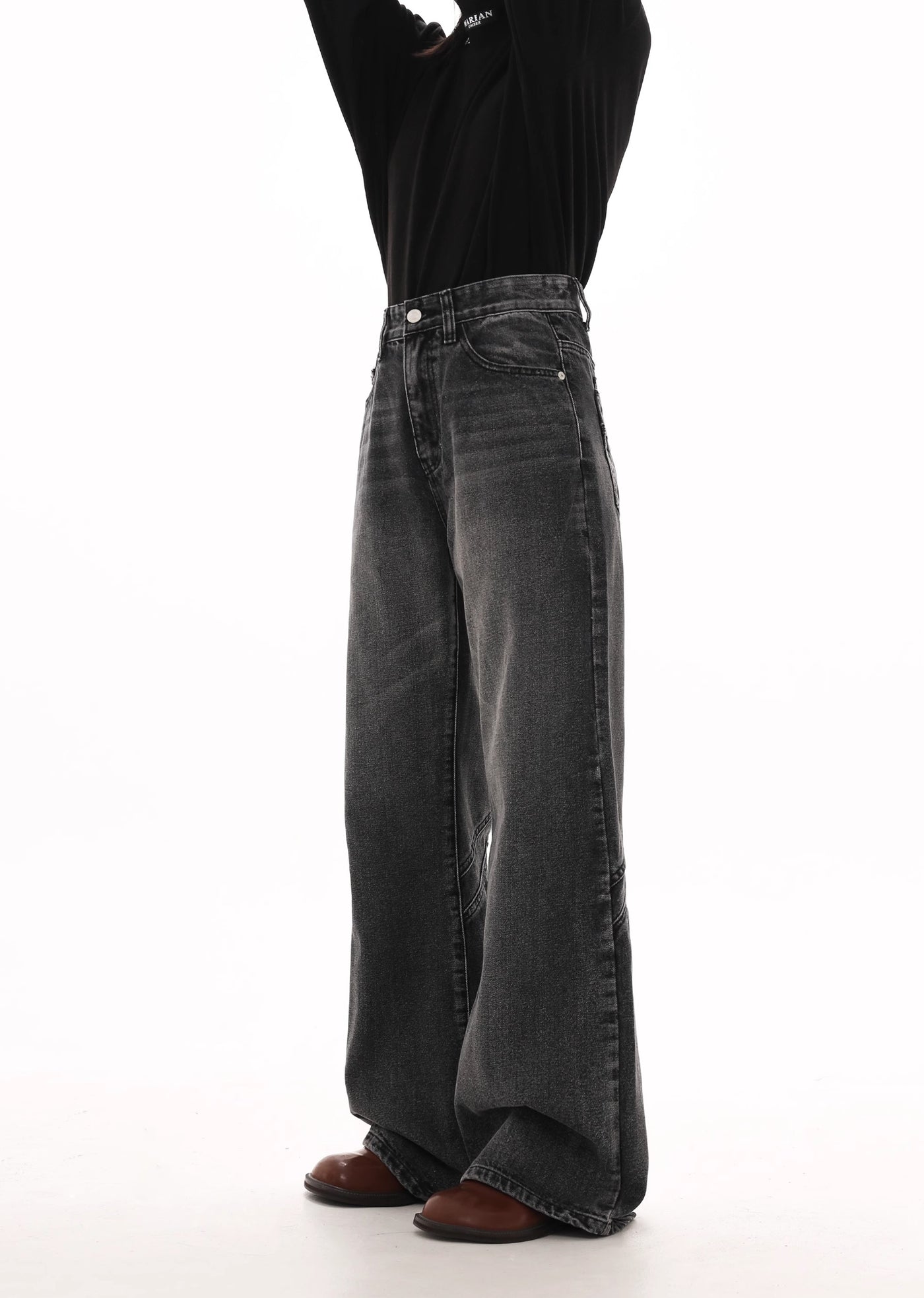 【GIBBYCNA】Mid-wash flared wide silhouette denim pants  GC0008