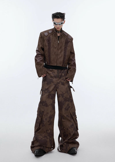 【Culture E】Random camouflage silhouette design wide pants  CE0151