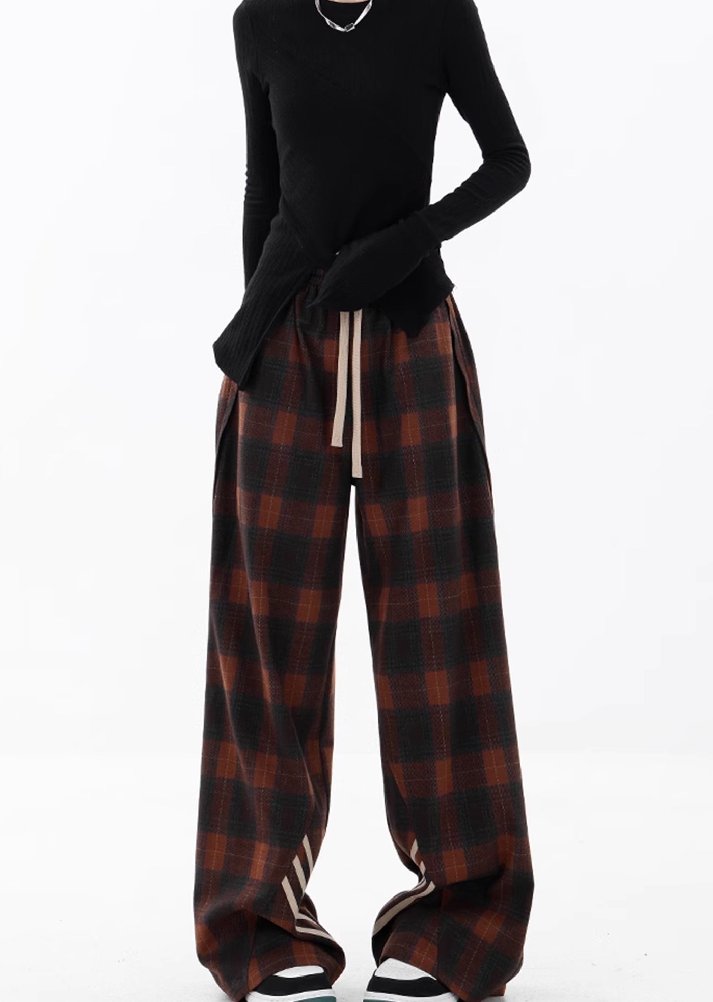 【Ken studio】Regular check pattern design dull wide pants  KS0016