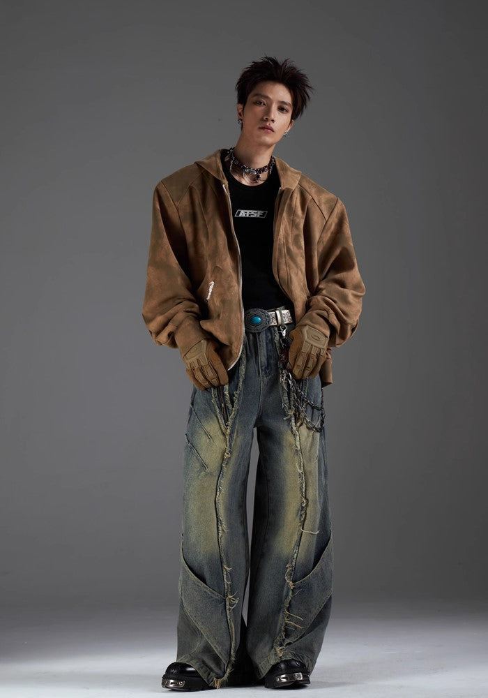 【NOMANIAI 】Grunge street style wash design denim pants  NA0001